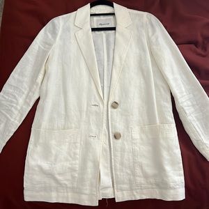 Madewell White Linen Oversized Blazer